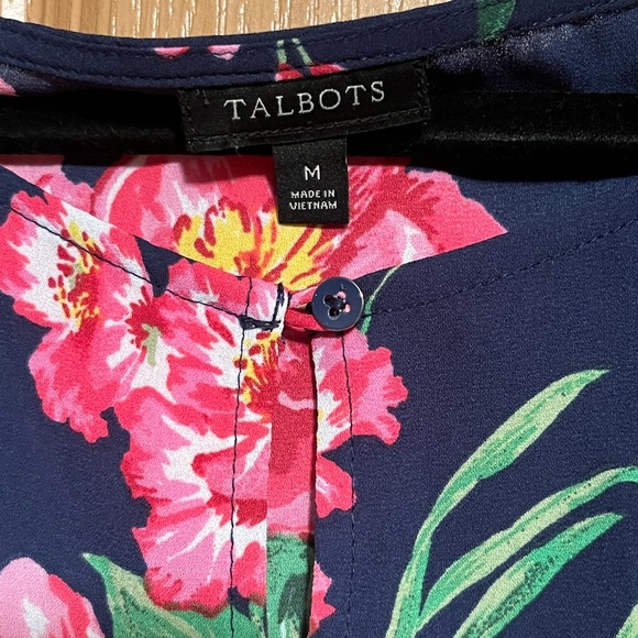 Talbots Navy and Pink Floral Blouse - Picture 7 of 9
